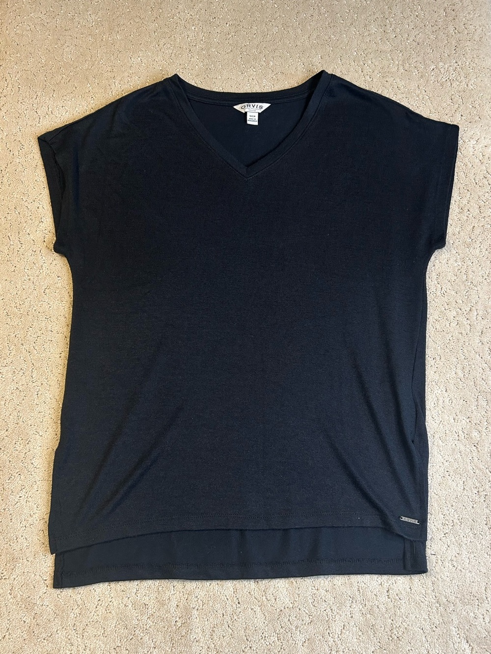 ORVIS WOMEN'S V-NECK TUNIC TOP SHORT SLEEVE‎ SOFT FABRIC SHIRT SMALL